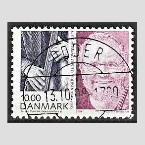 FRIM�RKER DANMARK | 2008 - AFA 1553 - Store danskere 2. - 10,00 Kr. Niels H. �. Pedersen - Pragt Stemplet