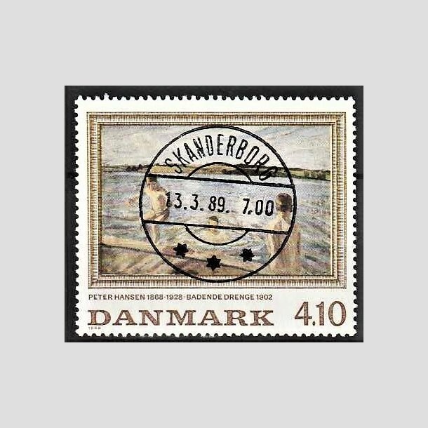 FRIMRKER DANMARK | 1988 - AFA 921 - Peter Hansen - 4,10 Kr. flerfarvet - Pragt Stemplet Skanderborg (Pragtmrke)