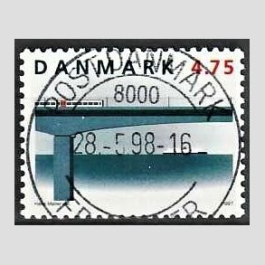 FRIM�RKER DANMARK | 1997 - AFA 1145 - Jernbaneforbindelsen p� Storeb�lt - 4,75 Kr. flerfarvet - Pragt Stemplet 