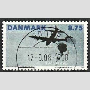 FRIMRKER DANMARK | 1995 - AFA 1093 - 50 ret for befrielsen - 8,75 Kr. flerfarvet - Pragt Stemplet Odder