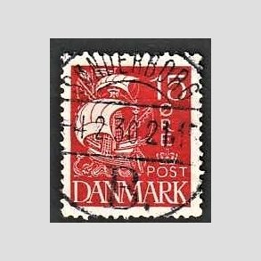 FRIM�RKER DANMARK | 1927 - AFA 169 - Karavel 15 �re r�d - Lux Stemplet Skanderborg