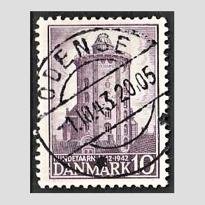 FRIM�RKER DANMARK | 1942 - AFA 273 - Rundet�rn 10 �re violet - Lux Stemplet Odense