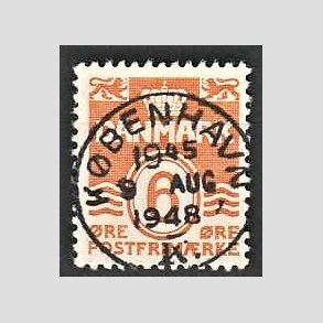 FRIM�RKER DANMARK | 1940 - AFA 254 - B�lgelinie 6 �re orangegul - Lux Stemplet K�benhavn