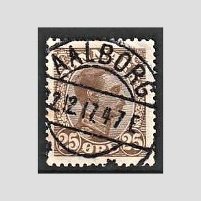 FRIMRKER DANMARK | 1913 - AFA 72 - Chr. X 25 re brun - Lux Stemplet Aalborg