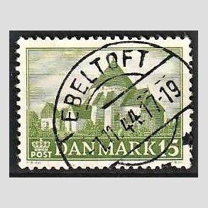 FRIM�RKER DANMARK | 1944 - AFA 286 - Landsbykirker - 15 �re gr�n - Pragt Stemplet Ebeltoft
