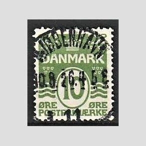 FRIM�RKER DANMARK | 1921-22 - AFA 124 - B�lgelinie 10 �re gr�n - Lux Stemplet 