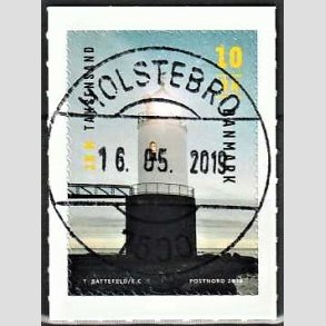 FRIM�RKER DANMARK | 2019 - AFA 1968 - Fyrt�rne - 10,00 Kr. flerfarvet - Pragt Stemplet Holstebro