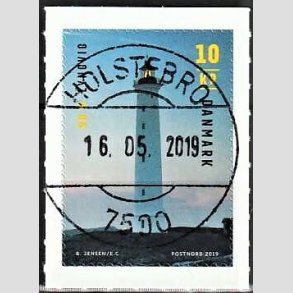 FRIM�RKER DANMARK | 2019 - AFA 1966 - Fyrt�rne - 10,00 Kr. flerfarvet - Pragt Stemplet Holstebro