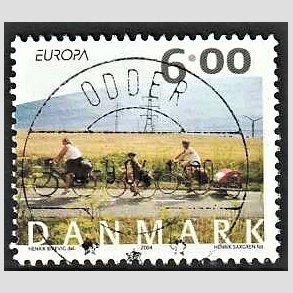 FRIM�RKER DANMARK | 2004 - AFA 1396 - Cykel og sejlerferie - 6,00 Kr. flerfarvet - Pragt Stemplet Odder (Uds�gt kvalitet)