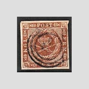 FRIMRKER DANMARK | 1858-62 - AFA 7 - 4 Skilling brun - Stemplet (Pne brede rande)