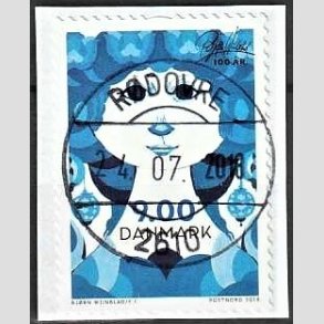 FRIM�RKER DANMARK | 2018 - AFA 1925 - Bj�rn Wiinblad - 9,00 kr. flerfarvet p� klip - Pragt Stemplet 