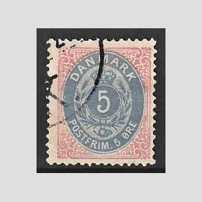 FRIM�RKER DANMARK | 1875 - AFA 24 - 5 �re r�d/bl� - Stemplet