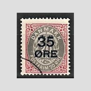 FRIMRKER DANMARK | 1912 - AFA 61 - 35/20 res Provisorier karmin/gr - Stemplet