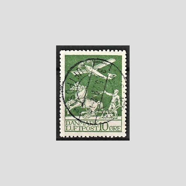 FRIMRKER DANMARK | 1925 - AFA 144 - Gl. Luftpost 10 re grn - Stemplet