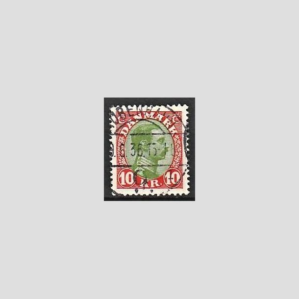 FRIMRKER DANMARK | 1927-28 - AFA 177 - Chr. X 10 Kr. rd/grn - Stemplet