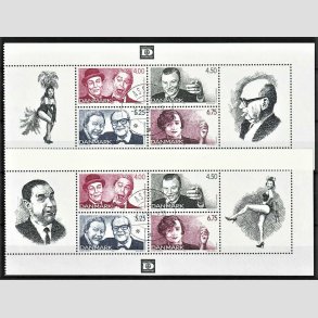 FRIM�RKER DANMARK | 1999 - AFA 1216A+B - Dansk Revy - Miniark med Poul Henningsen + Stig Lommer - Lux Stemplet Assens (Uds�gt kvalitet)