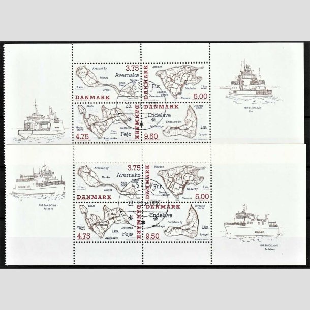 FRIMRKER DANMARK | 1995 - AFA 1090A,1090B - Danske smer med vignet 2 x Miniark - Lux Stemplet Assens