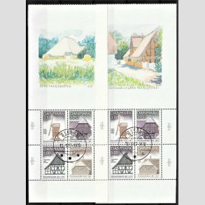 FRIM�RKER DANMARK | 1997 - AFA 1143A,1143B - Frilandsmuseet 100 �r. - Miniark med vignet 2 x 21,00 Kr. flerfarvet - Pragt Stemplet Assens