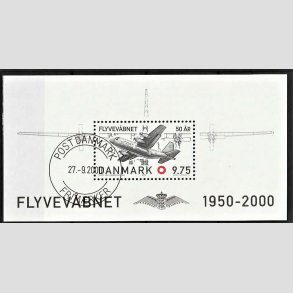 FRIM�RKER DANMARK | 2000 - AFA 1265 - Flyvev�bnet 50 �r. - Kr. 9,75 Miniark - Lux Stemplet