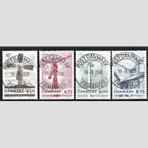 FRIMRKER DANMARK | 2007 - AFA 1492-95 - Danske vindmller - 4,50 - 8,25 Kr. bl i st - Pragt Stemplet