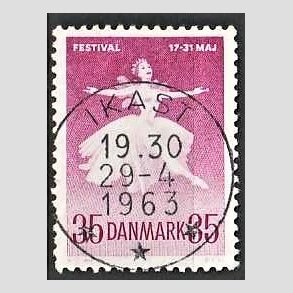 FRIM�RKER DANMARK | 1959 - AFA 377 - Ballet og Musikfestival - 35 �re r�dlilla - Pragt Stemplet Ikast