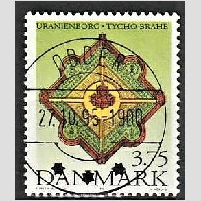 FRIM�RKER DANMARK | 1995 - AFA 1101 - Tycho Brahe - 3,75 Kr. flerfarvet - Pragt Stemplet Odder