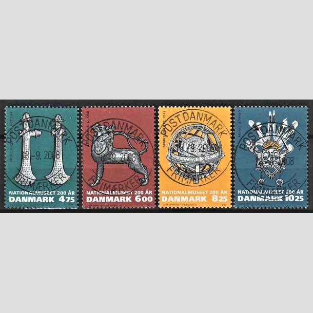 FRIMRKER DANMARK | 2007 - AFA 1501-1504 - Nationalmuseet 200 r. - 4,75 - 10,25 Kr. flerfarvet i st - Pragt Stemplet