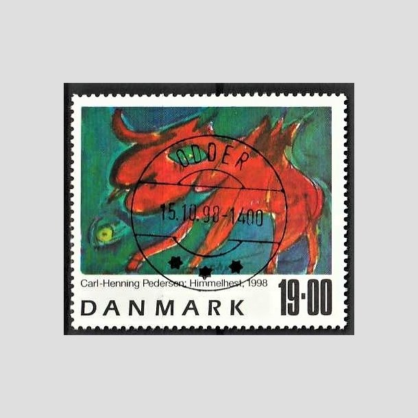 FRIMRKER DANMARK | 1998 - AFA 1190 - Frimrkekunst 1. - 19,00 Kr. Himmelhest flerfarvet - Pragt Stemplet Odder (Udsgt kvalitet)