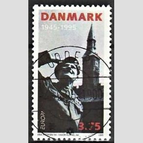 FRIM�RKER DANMARK | 1995 - AFA 1091 - 50 �ret for befrielsen - 3,75 Kr. flerfarvet - Pragt Stemplet Odder