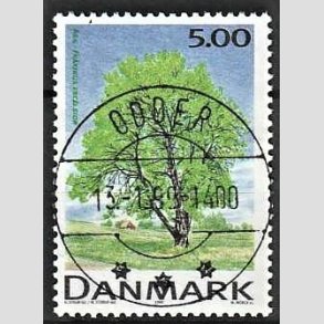FRIM�RKER DANMARK | 1999 - AFA 1197 - Danske l�vtr�er - 5,00 Kr. flerfarvet - Pragt Stemplet Odder (Uds�gt kvalitet)