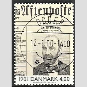 FRIMRKER DANMARK | 2000 - AFA 1235 - 1900-tallet serie 1 - 4,00 Kr. flerfarvet - Pragt Stemplet Odder