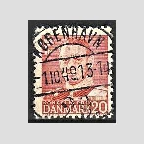 FRIMRKER DANMARK | 1948-50 - AFA 307 - Fr. IX 20 re rd - Pragt Stemplet Kbenhavn