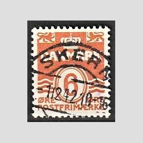 FRIM�RKER DANMARK | 1940 - AFA 254 - B�lgelinie 6 �re orangegul - Lux Stemplet Skern