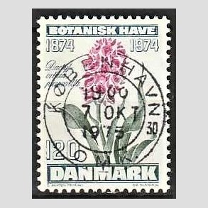FRIM�RKER DANMARK | 1974 - AFA 578 - Botanisk Have 100 �r. - 120 �re bl�gr�n/violet/gr�n - Pragt Stemplet K�benhavn