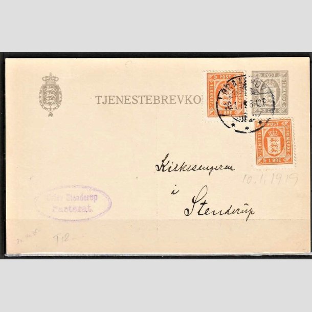 FRIMRKER DANMARK | 1914-20 - AFA 11,12 - 2 x 1 re + 3 re p brevkort - Stemplet