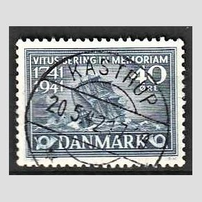 FRIM�RKER DANMARK | 1941 - AFA 272 - Vitus Bering 40 �re bl� - Lux Stemplet Kastrup