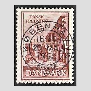 FRIM�RKER DANMARK | 1962 - AFA 407 - Fredningsserie - 10 �re r�dbrun - Pragt Stemplet K�benhavn