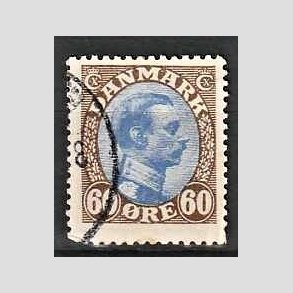 FRIMRKER DANMARK | 1918-20 - AFA 107a - Chr. X 60 re brun/ultramarin - Stemplet