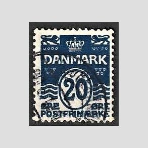 FRIM�RKER DANMARK | 1912 - AFA 66a - B�lgelinie 20 �re sortbl� - Stemplet