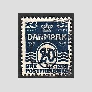FRIM�RKER DANMARK | 1912 - AFA 66a - B�lgelinie 20 �re sortbl� - Stemplet