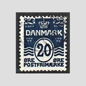 FRIM�RKER DANMARK | 1912 - AFA 66a - B�lgelinie 20 �re sortbl� - Stemplet