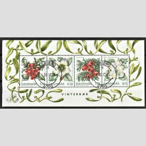 FRIM�RKER DANMARK | 2008 - AFA 1560 - Vinterb�r - Miniark 28.50 Kr. flerfarvet - Pragt Stemplet Esbjerg