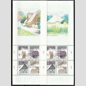 FRIM�RKER DANMARK | 1997 - AFA 1143A,1143B - Frilandsmuseet 100 �r. - Miniark med vignet 2 x 21,00 Kr. flerfarvet - Pragt Stemplet 