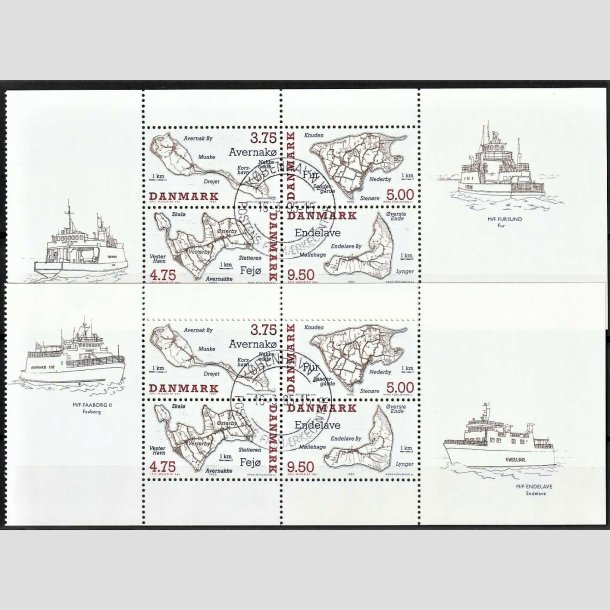 FRIMRKER DANMARK | 1995 - AFA 1090A,1090B - Danske smer med vignet 2 x Miniark - Lux Stemplet