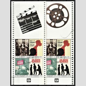 FRIM�RKER DANMARK | 2000 - AFA 1271A,1271B - Dansk film i 1900-tallet - Miniark med filmspole + Klaptr� - P�nt Stemplet