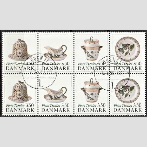 FRIMRKER DANMARK | 1990 - AFA 966-69 - Flora Danica 200 r - 3,50 Kr. i sammentryk flerfarvet - Pragt Stemplet Odense