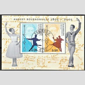 FRIM�RKER DANMARK | 2005 - AFA 1434 - August Bournonville - 10,00 Kr. flerfarvet Miniark - Pragt Stemplet