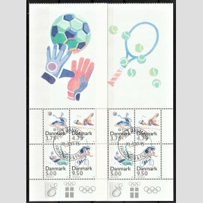 FRIM�RKER DANMARK | 1996 - AFA 1115A+B - Sport - 23,00 kr. Miniarks�t med vignetter med fodbold og tennis - P�nt Stemplet