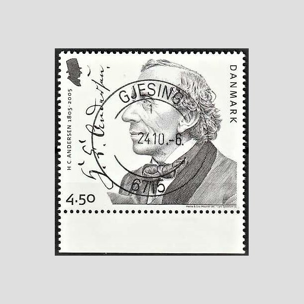 FRIMRKER DANMARK | 2005 - AFA 1422 - H. C. Andersen - 4,50 Kr. portrt - Pragt Stemplet Gjesing