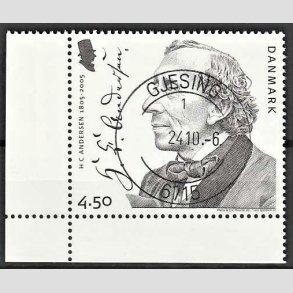 FRIM�RKER DANMARK | 2005 - AFA 1422 - H. C. Andersen - 4,50 Kr. portr�t - Pragt Stemplet Gjesing